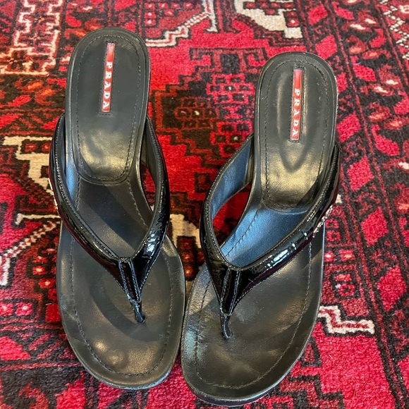 Prada Patent Wedges Sandals 37 - Picture 8 of 8